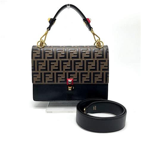 FENDI 8BT283 FF Zucca Canai 2WAY Shoulder Bag Hand Bag .